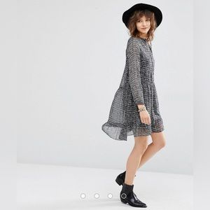 Maison Scotch Mini Length Sheer Dress With Peplum Size S